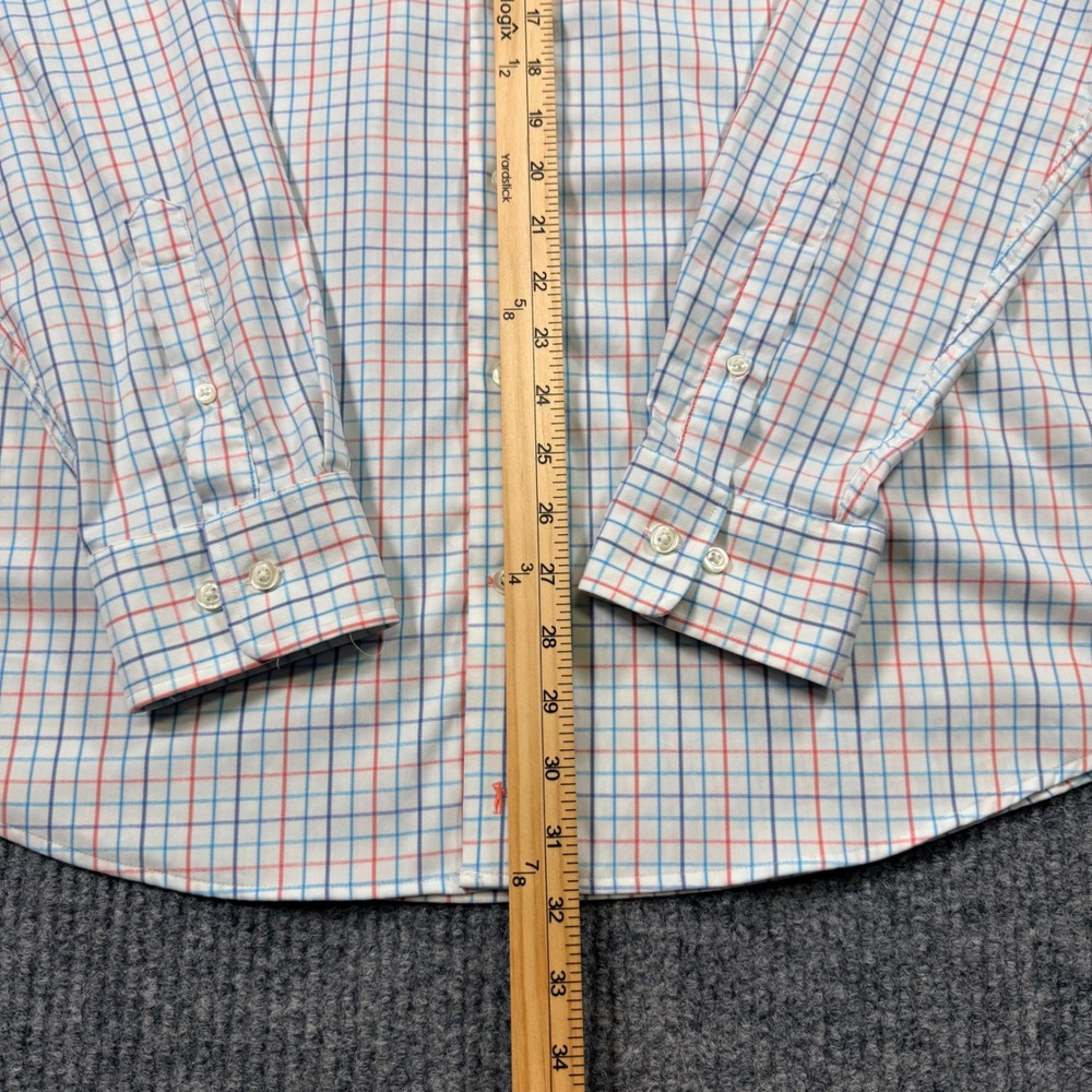 Johnnie-O Prep-Formance Shirt Mens XL White Blue Orange Plaid Button Down - Picture 5 of 12